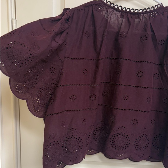 Caroline Constas Burgundy Eyelet Blouse - Picture 14 of 15